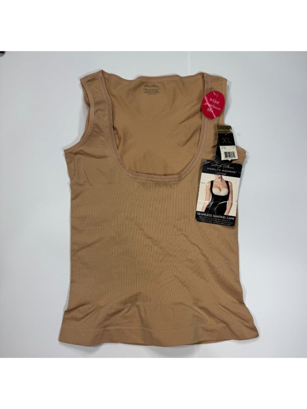 Marilyn Monroe Shapewear Women's XL Beige Nylon Tank Cami Seamless Stretch